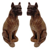 Pair of Stone Seated Bull Dogs