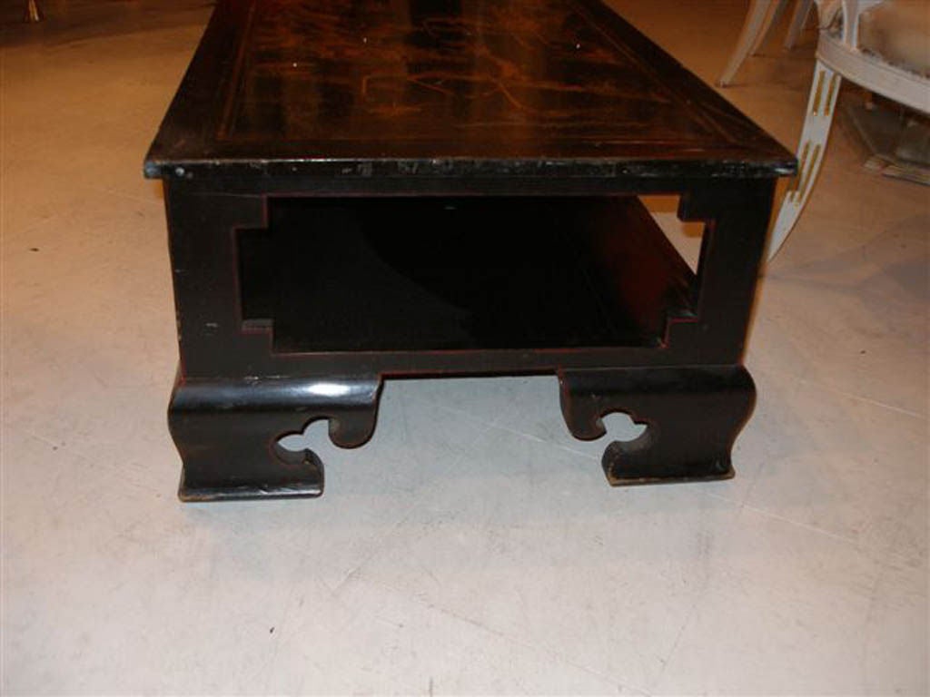 Jansen Black Landscape Table Decorated in James Mont Manner