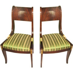 Pair of Mahogany Side Chairs Gilt Leaves