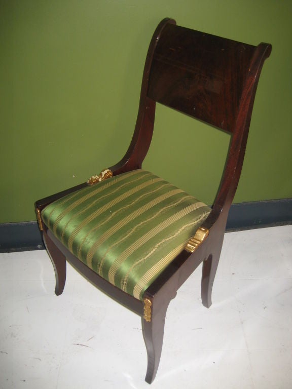 Pair of Mahogany Side Chairs Gilt Leaves