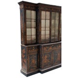 Antique Black Lacquer Chinoiserie Breakfront