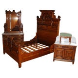 Antique Victorian Burl Walnut Bedroom Set