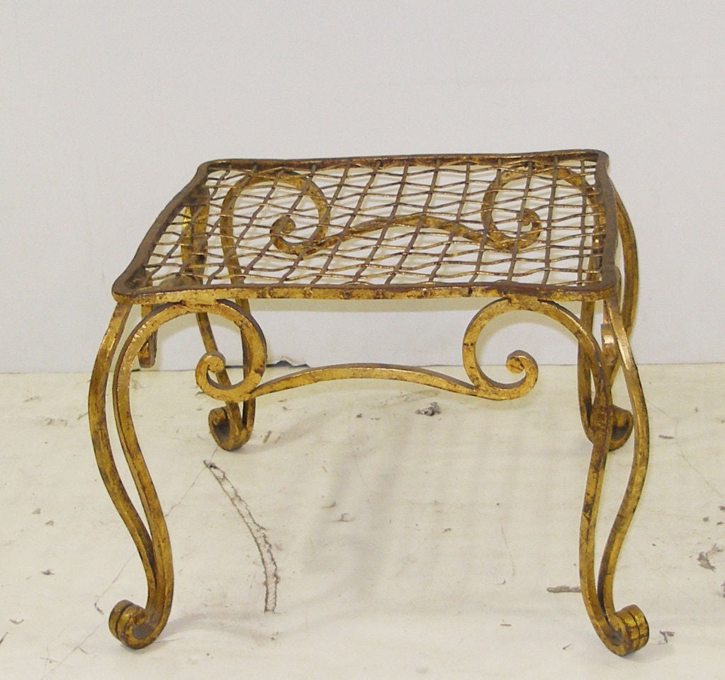 Bronze Low Stand, Scroll Feet, Reticulated Gilded Moreaux