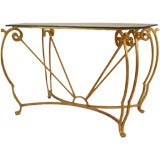 French 1940s Gilt Iron Rectangular Center Table