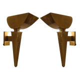 Pair French 1940s Brass Wall Sconces