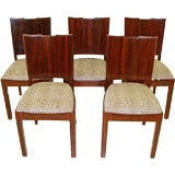 Set of 5 Art Deco Modern Side Chairs with Leopard Upholstery