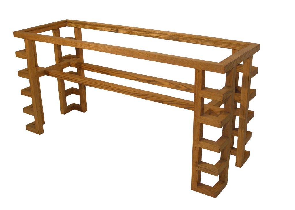 Oak Geometric Console Skyscaper Design