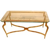 Gilt Iron Coffee Table with Octagonal Glass Top