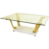 White & Gilt Feather Table in the Manner of Jansen