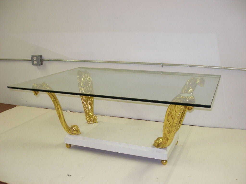 White & Gilt Feather Table in the Manner of Jansen