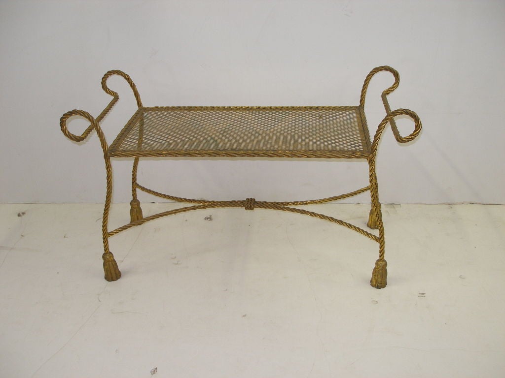 Iron Gilt Rope Form Window Bench Form Stretcher Scroll Form Arms