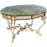 Gilt Metal Marble Top Center Table