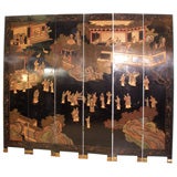 6 Panel Coromandel Laquer Oriental Room Divider