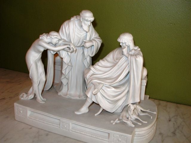 Bisque Group Father Offering His Daughter to a Prince