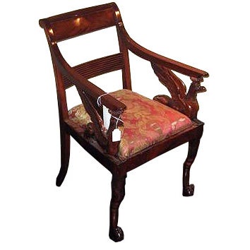 Russian Arm Chair with Winged Griffin For Sale