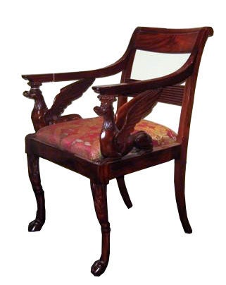 19th Century Russian Arm Chair with Winged Griffin For Sale