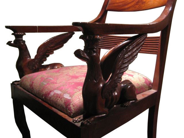 Russian Arm Chair with Winged Griffin For Sale 1