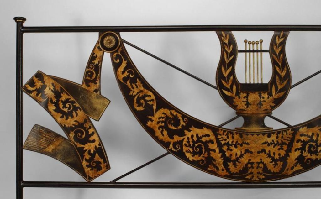 Italian Neo-Classical Style Black Tole King Size Bed