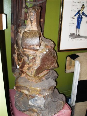 Abstract Cut Stone Figure Sculpture - Signed and Glazed