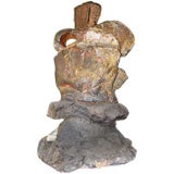 Abstract Cut Stone Figure Sculpture - Signed and Glazed