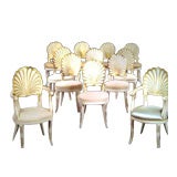Set of Twelve Decorated & Gilt Shell Chairs Att. Andre Groult