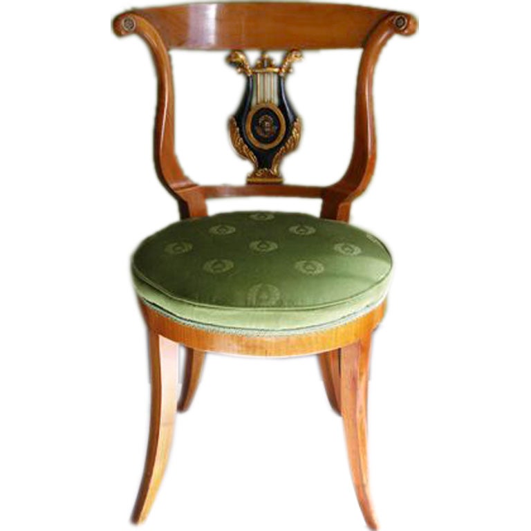 Empire Side Chair Black & Gold Lyre/Swan Form Back For Sale