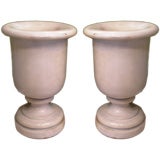 Pair of White Carrera Marble Urn Lamps