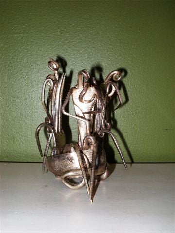 Three Silver Abstract Figures(Created from Flatware) In Good Condition In New York, NY