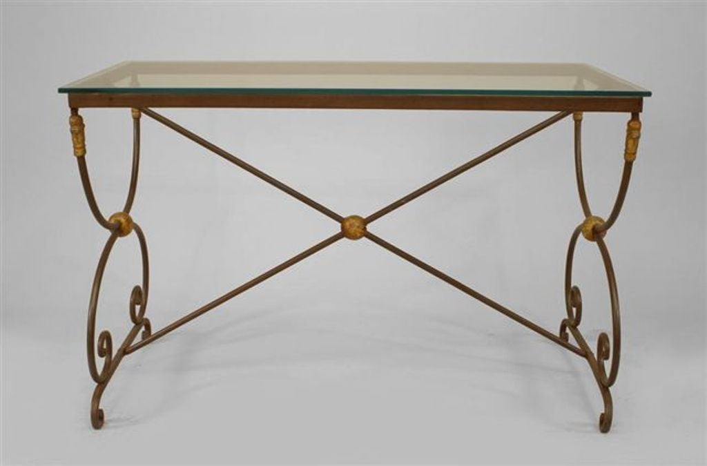 Pair Italian Neo-classical Style Steel Rectangular End Tables
