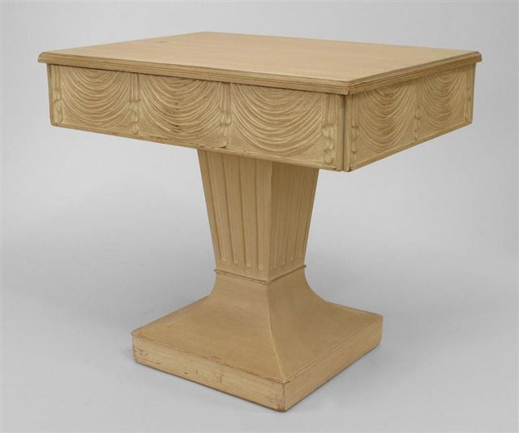 Pair American Art Moderne Bleached Drapery Design End Tables