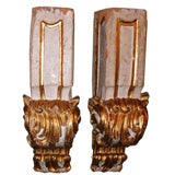 Antique Pair of Decorated and Parcel Gilt Wall Appliques