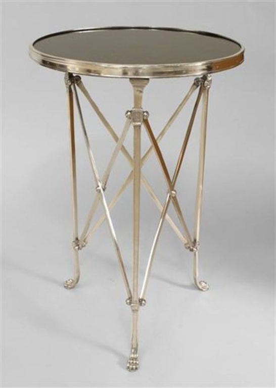 Two French Directoire Style Silver Plate Round Gueridons