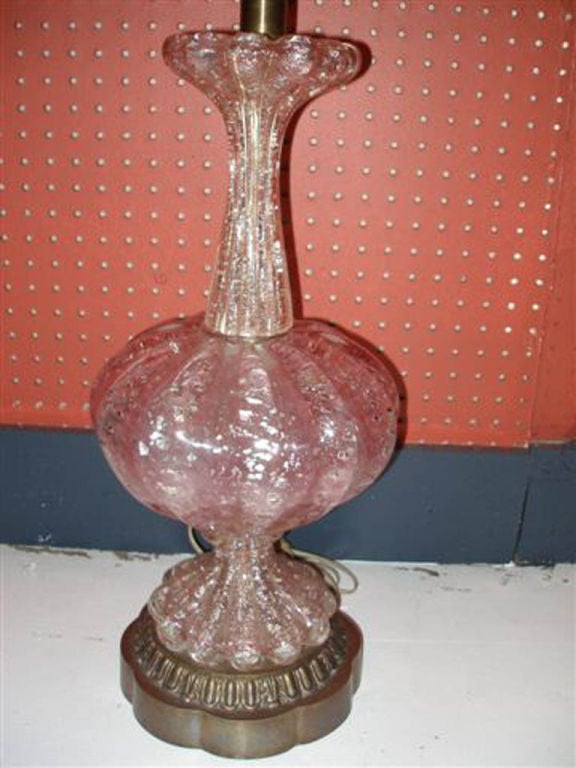 Murano Glass Lamp, Pink to Clear