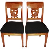 Pair Empire Style Chairs Shield Back Beechwood Initials CA