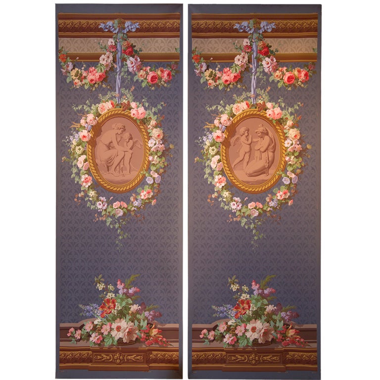Pair of French Wallpaper Panels by Zuber For Sale