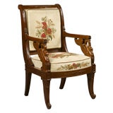 Used Set of Four French Empire Period, Mahogany Fauteuils