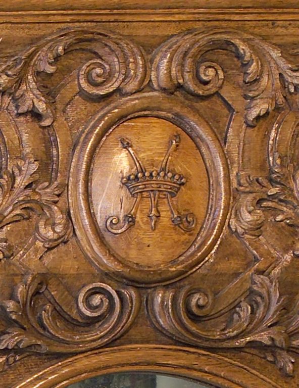 French, Oak Trumeau Mirror