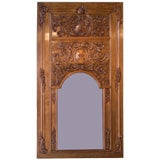 Antique French, Oak Trumeau Mirror