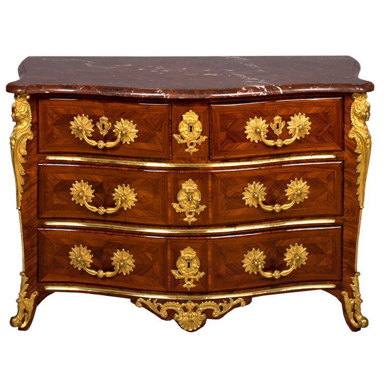 French Louis XV Period, Marquetry Commode Stamped, "MONDON” For Sale