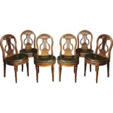 Antique Suite of Six French Louis XVI Period, Walnut Chairs