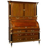 Used French Directoire Period, Two-Part Bureau Cylindre