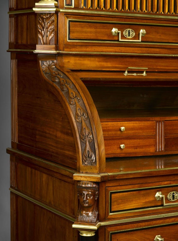 Französische Directoire-Periode, zweiteiliges Büro Cylindre im Angebot 1