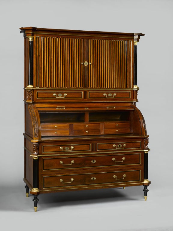 Französische Directoire-Periode, zweiteiliges Büro Cylindre im Angebot 3