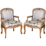 Pair of French Régence Period, Beechwood Fauteuils
