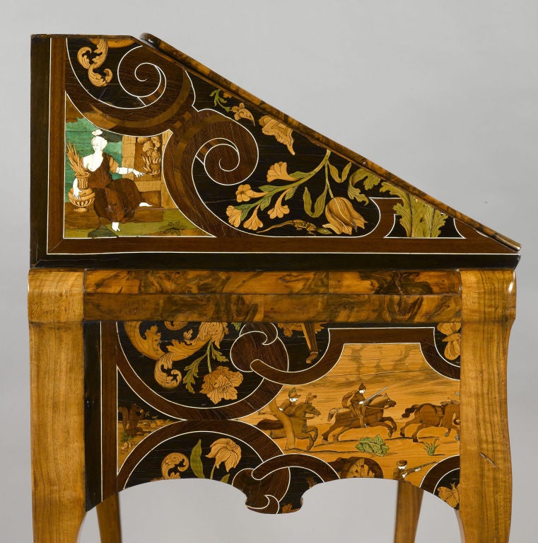 18th Century German Bureau with 17th Century Marquetry For Sale 1