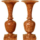 Pair of French, Late 19th/Early 20th Century Turned Marble Vases