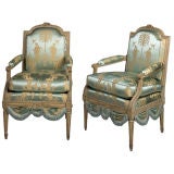 French Louis XVI Period, Painted, Beechwood Fauteuils