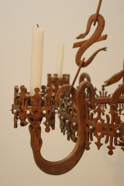 Carved wood chandelier 3