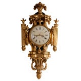 Swedish Gustavian carved giltwood cartel clock