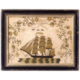 Antique "John and Ellin" ship sampler from Wales, circa 1825
